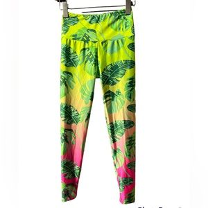 GOLDSHEEP PLAM TREE LEAF TROPICAL PRINT LEGGINGS CROP
